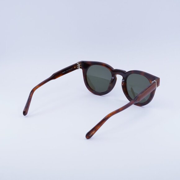 Loewe LW40003U 55N Sunglasses Brown Leather Round Frame, Green Lenses - Picture 4 of 10